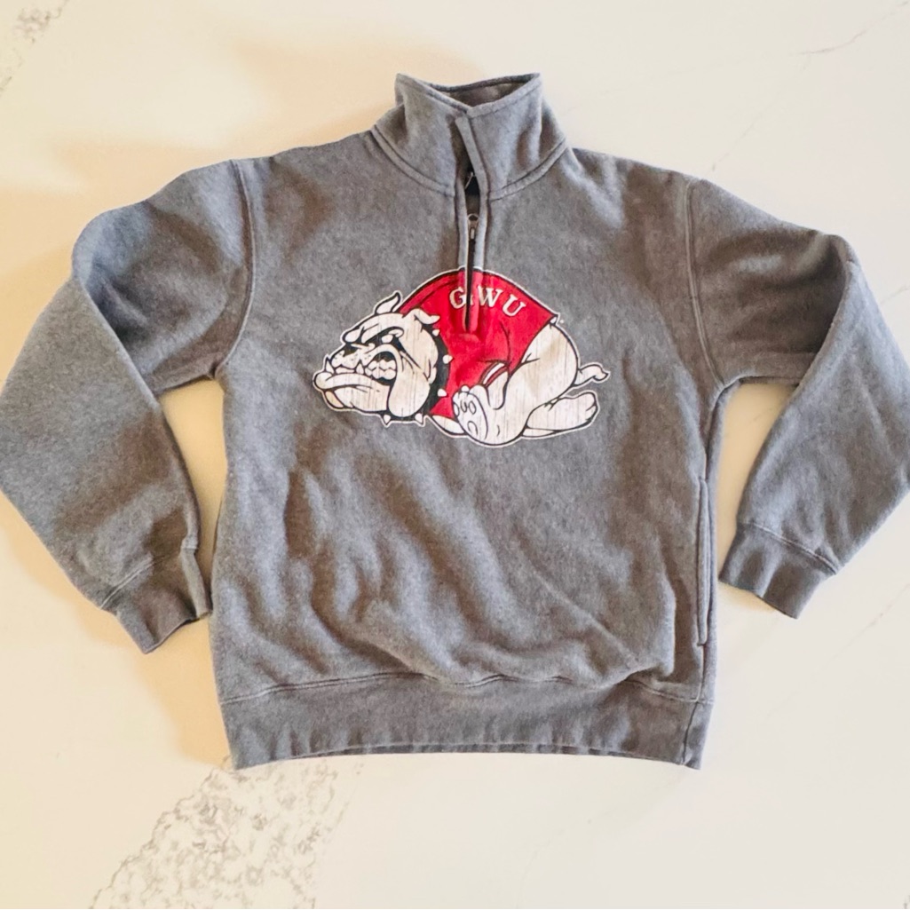 Gardner Webb University Gear Sports Gray Quarter Zip-Up Sweatshirt Bulldog Small